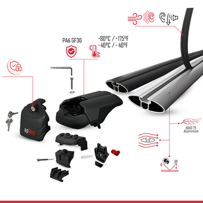 Compatible with Fiat Egea / Tipo Cross (LIMITED) 2023-2025 ACE-2 Car Roof Rack Cross Bar Black Aluminium 2 Bars