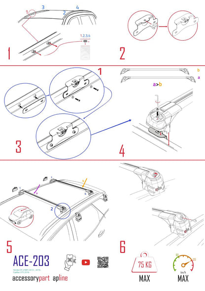 Compatibile con Honda CR-V 5 2017-2022 ACE-2 Barre portatutto per auto Portapacchi in alluminio grigio 2 barre