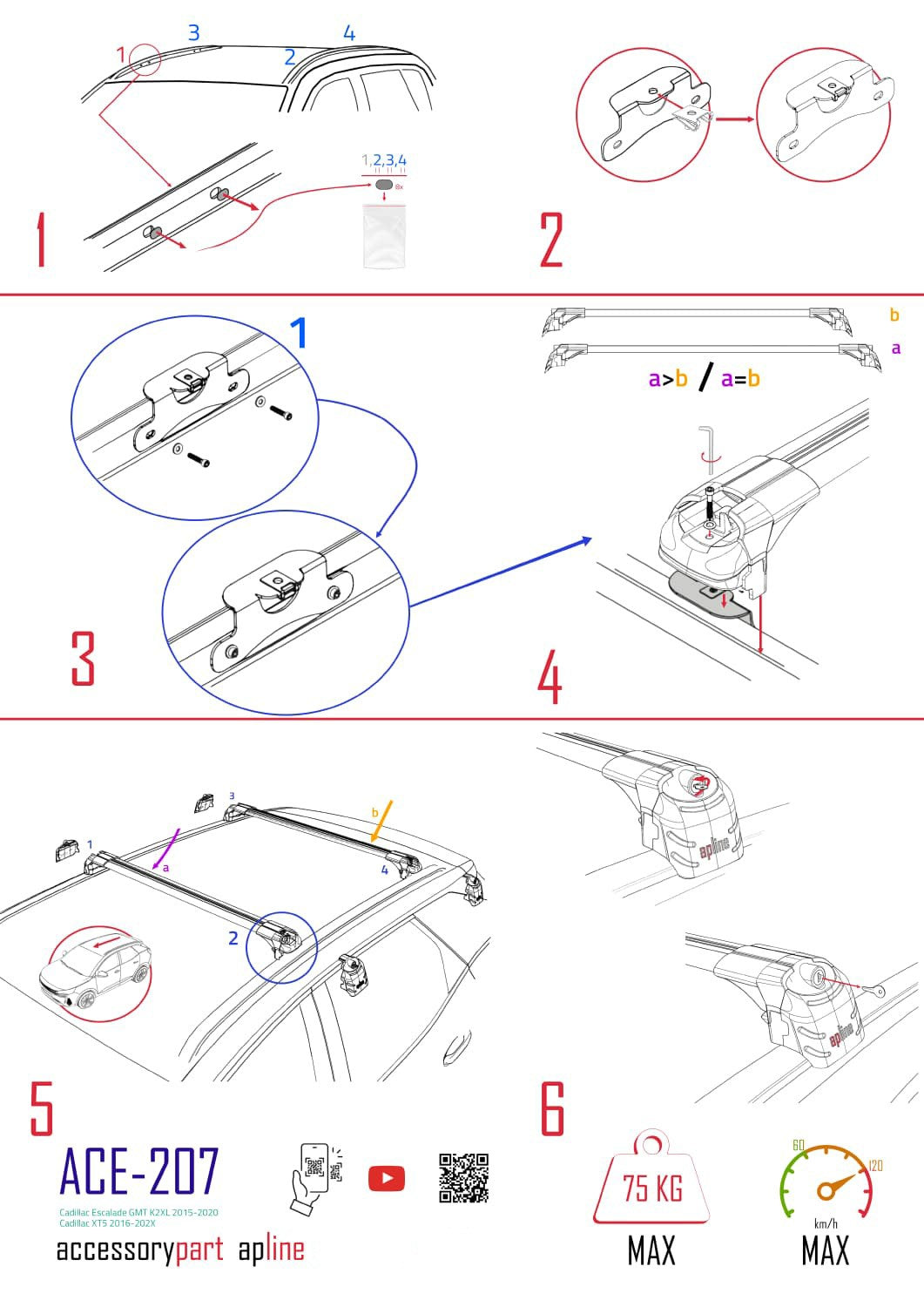 Compatibile con GMC Yukon 2015-2020 ACE-2 Portapacchi per auto in alluminio grigio 2 barre