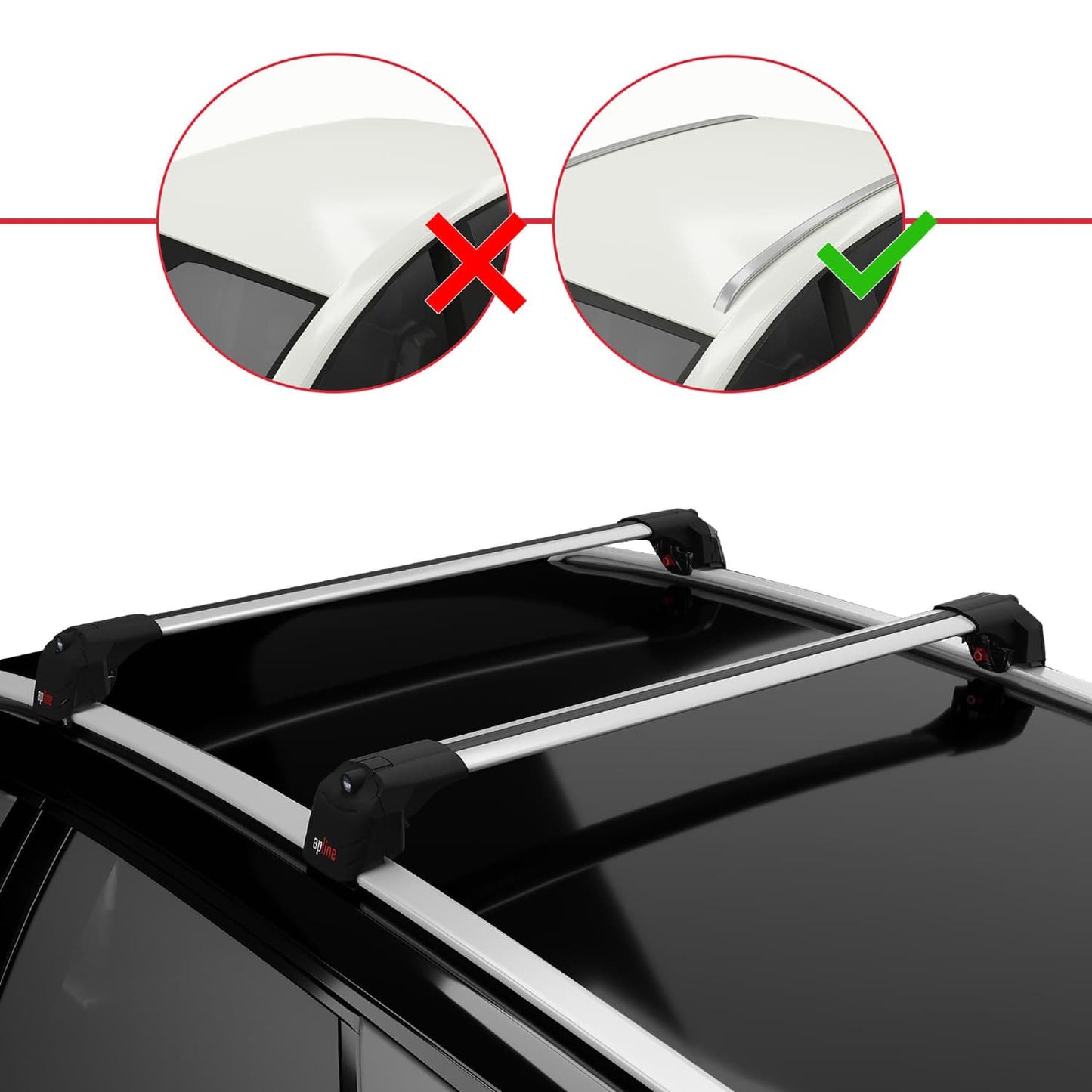 Compatible with Opel Grandland X 2018-2021 ACE-2 Car Roof Rack Cross Bar Grey Aluminium 2 Bars