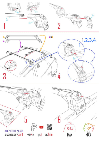 Kompatibel mit Cupra Formentor 2020-2025 ACE-2 Dachgepäckträger, Reling, Gepäckträger, schwarzes Aluminium, 2 Stangen