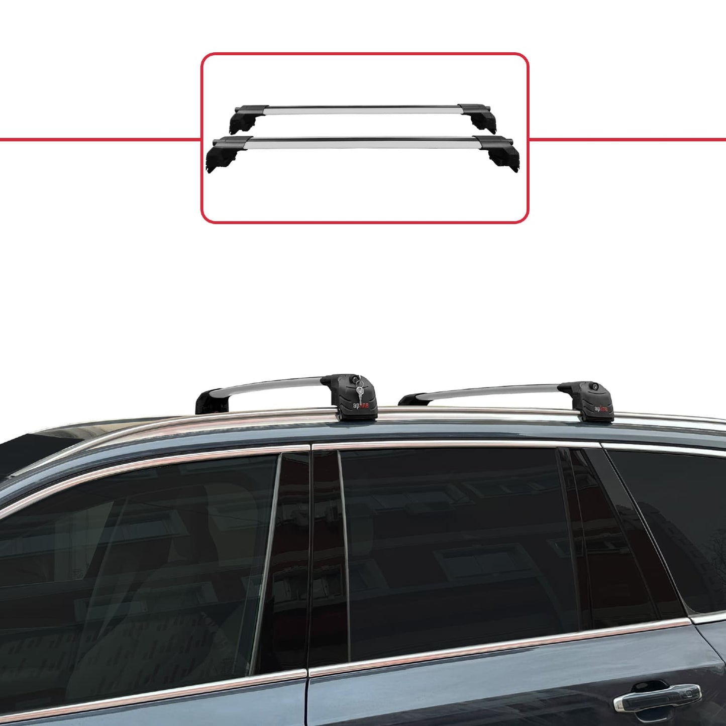 Compatibile con Volvo XC90 II 2015-2025 ACE-2 Barre Tetto Portapacchi Auto Barre Portatutto Grigo Alluminio 2 Barre