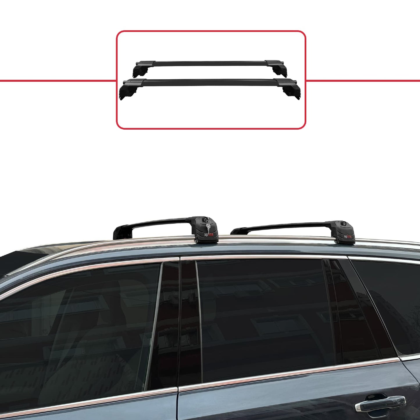 Compatibile con Volvo XC90 II 2015-2025 ACE-2 Barre Tetto Portapacchi Auto Barre Portatutto Nero Alluminio 2 Barre