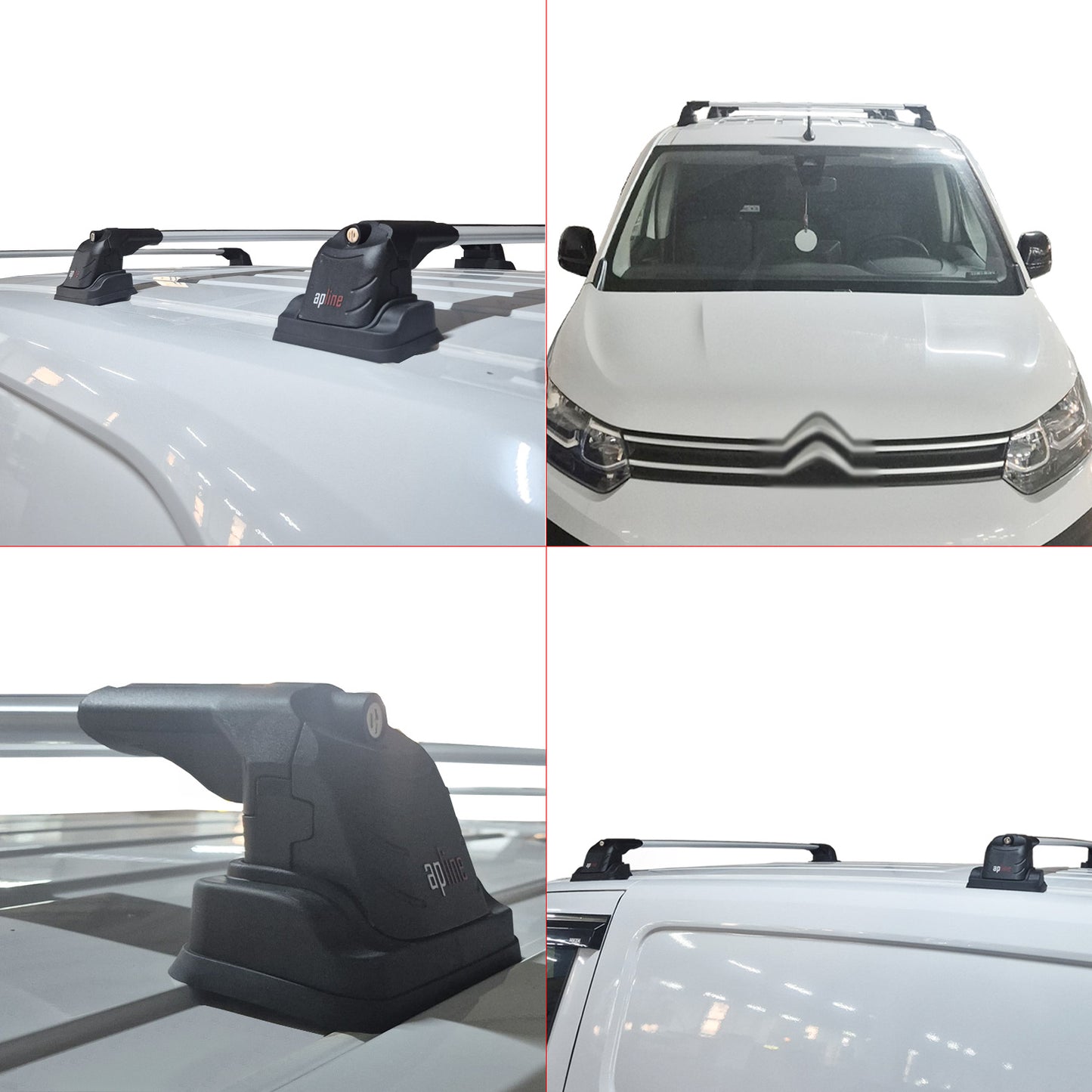 Kompatibel mit Citroen Berlingo 2019-2023 ACE-3 Dachgepäckträger, Reling, Gepäckträger, graues Aluminium, 2 Stangen