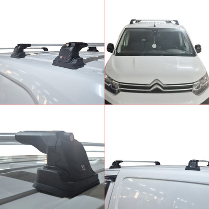 Kompatibel mit Citroen Berlingo 2019-2023 ACE-3 Dachgepäckträger, Reling, Gepäckträger, graues Aluminium, 2 Stangen