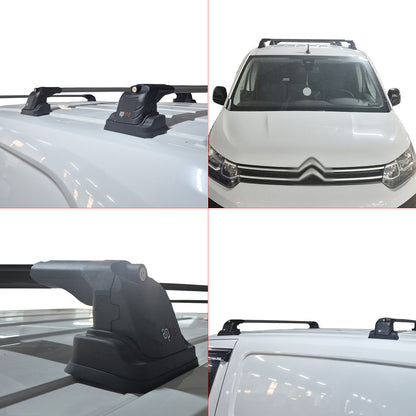 Kompatibel mit Citroen Berlingo 2019-2023 ACE-3 Dachgepäckträger, Reling, Gepäckträger, schwarzes Aluminium, 2 Stangen
