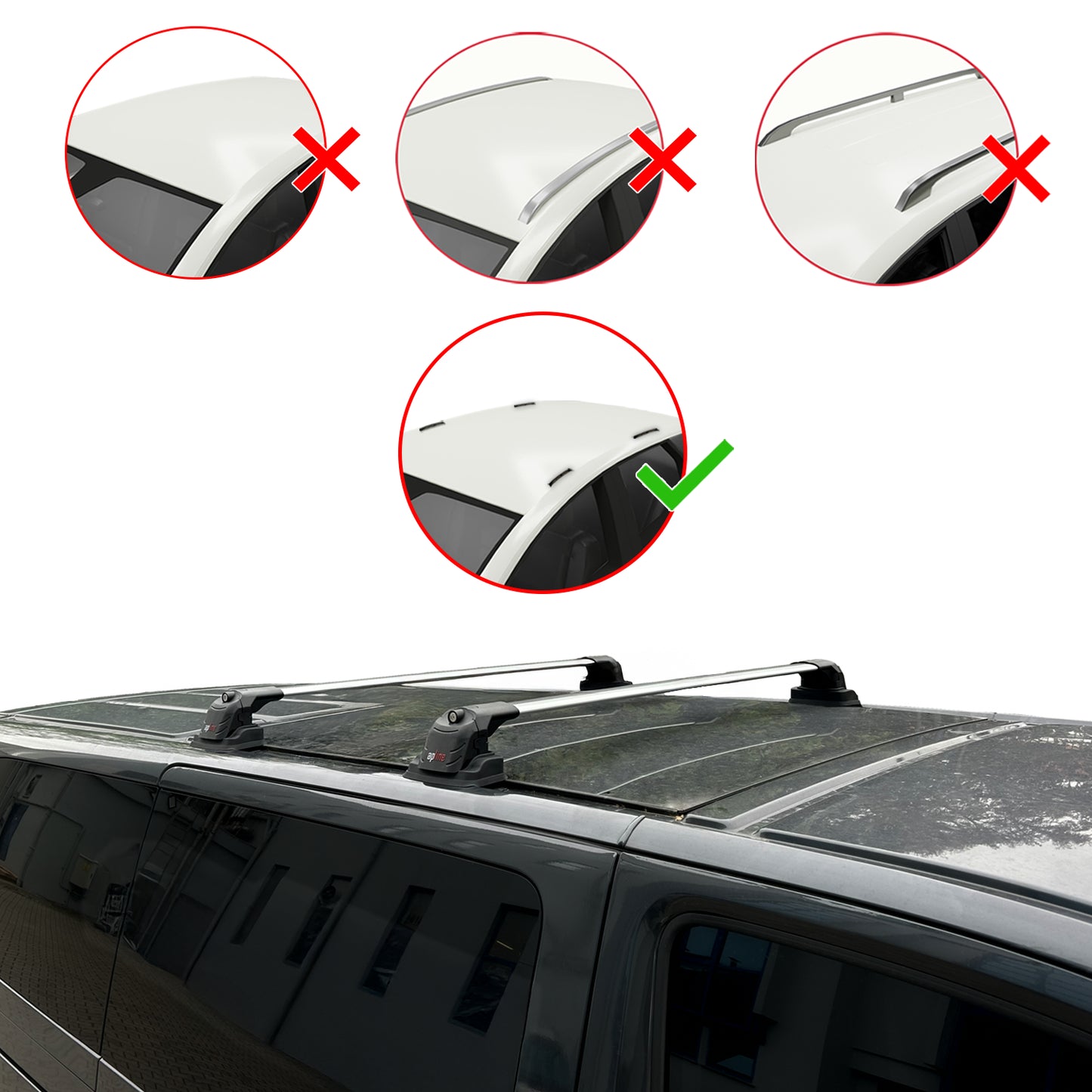 Compatibile con Ford Custom 2024-2025 ACE-3 Barre portatutto per auto Portapacchi in alluminio grigio 2 barre