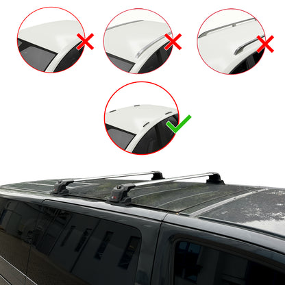 Compatible avec Volkswagen Multivan (T5) 2003-2015 ACE-3 Barres de Toit Railing Porte-Bagages de Voiture Gris Aluminium 2 Barres