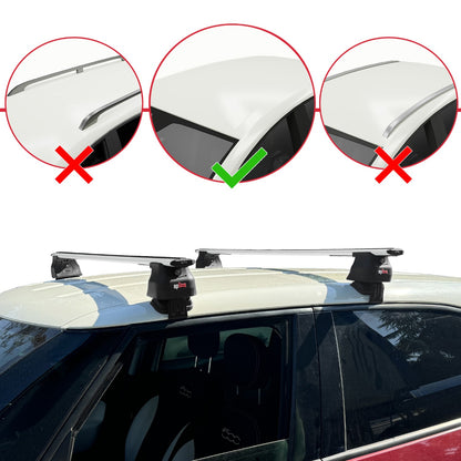 Kompatibel mit Fiat 500L 2012-2017 ACE-4 Dachgepäckträger, Reling, Gepäckträger, graues Aluminium, 2 Stangen