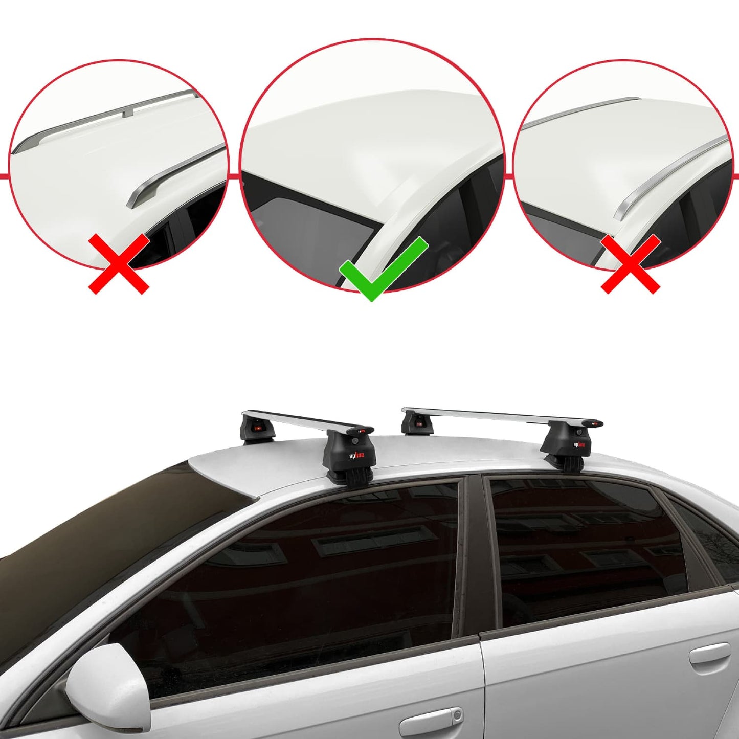 Kompatibel mit A4 (B6) 2001-2004 ACE-4 Dachgepäckträger, graues Aluminium, 2 Stangen