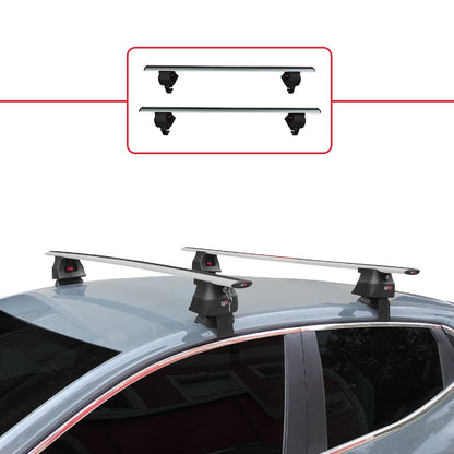 Compatible with Renault Clio 5 2019-2025 ACE-4 Car Roof Rack Cross Bar Grey Aluminium 2 Bars
