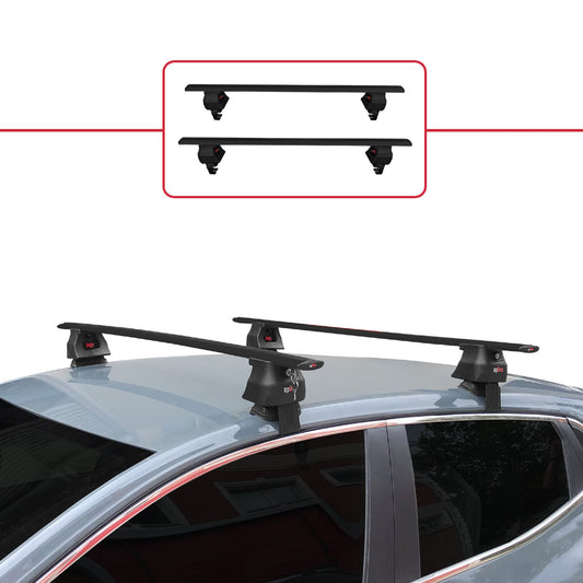 Compatible with Renault Clio 5 2019-2025 ACE-4 Car Roof Rack Cross Bar Black Aluminium 2 Bars