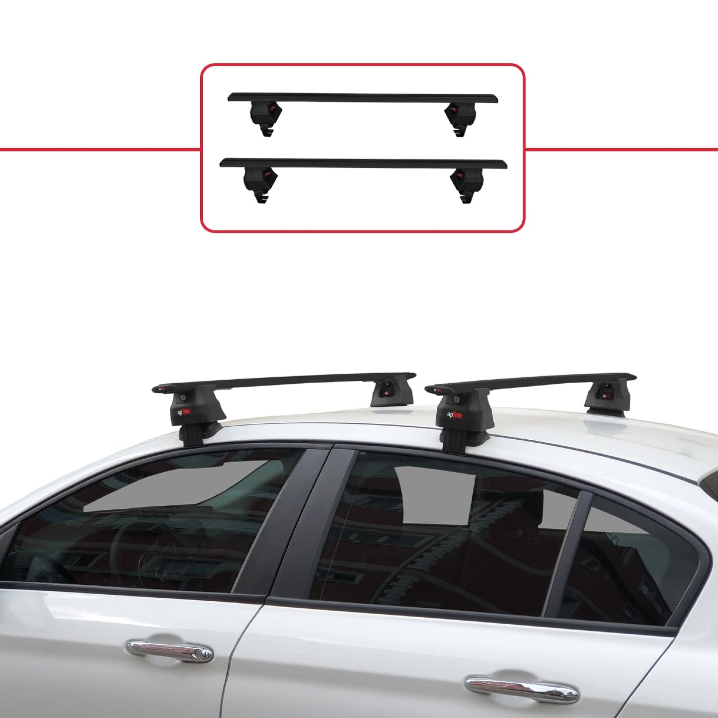 Kompatibel mit Fiat Egea Limousine 2015-2025 ACE-4 Dachgepäckträger, Reling, Gepäckträger, schwarzes Aluminium, 2 Stangen