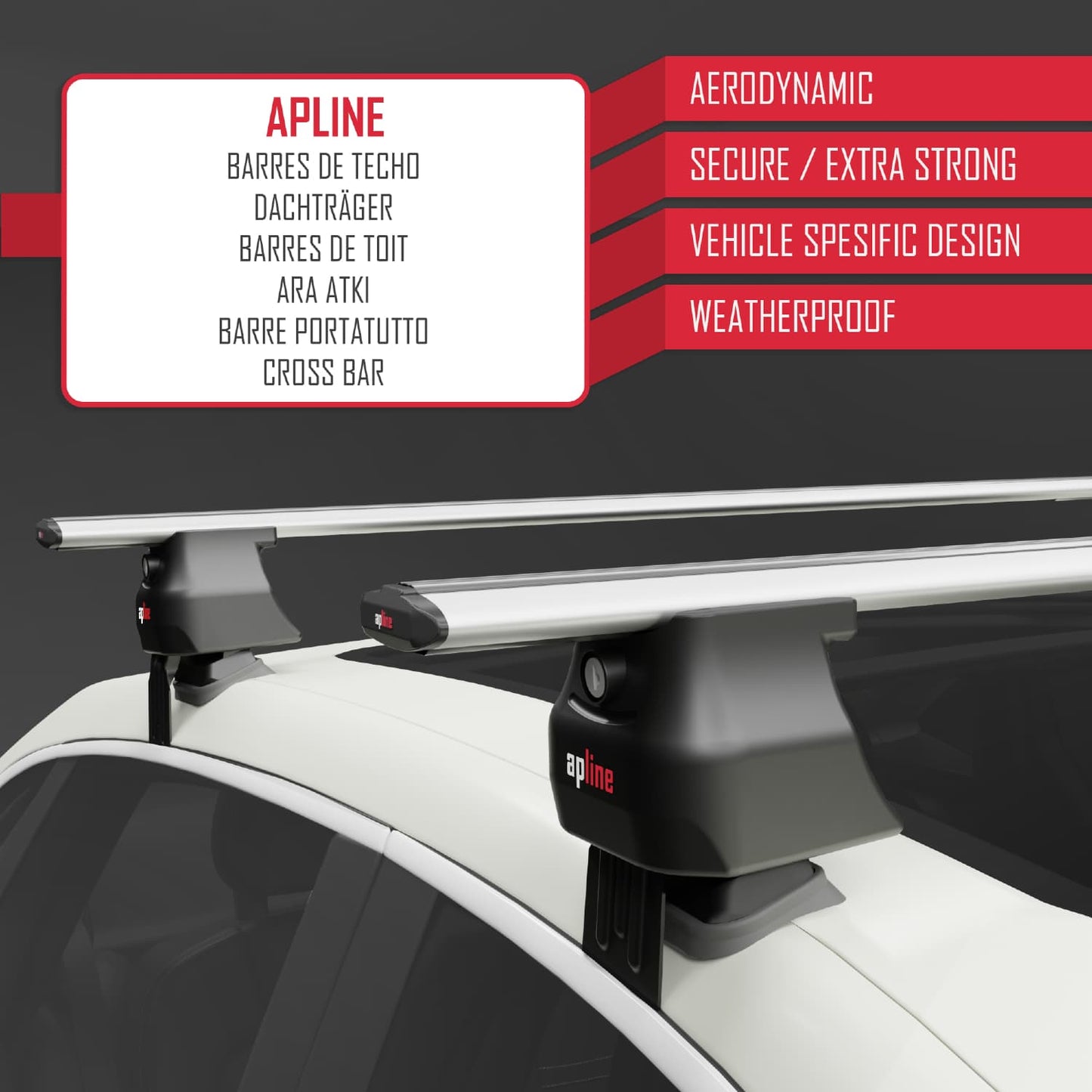 Compatibile con Jaguar XE (X760) 2015-2024 ACE-4 Barre Tetto Portapacchi Auto Barre Portatutto Grigo Alluminio 2 Barre