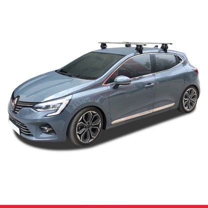 Compatible with Renault Clio 5 2019-2025 ACE-4 Car Roof Rack Cross Bar Grey Aluminium 2 Bars