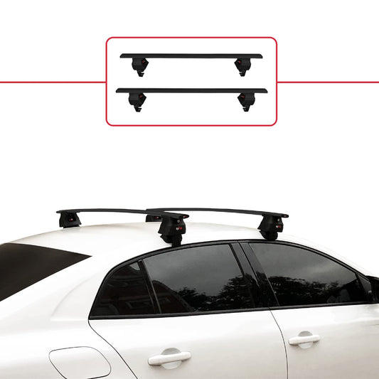 Compatible with Renault Megane 4 (BFB) Pre-Facelift 2016-2020 ACE-4 Car Roof Rack Cross Bar Black Aluminium 2 Bars