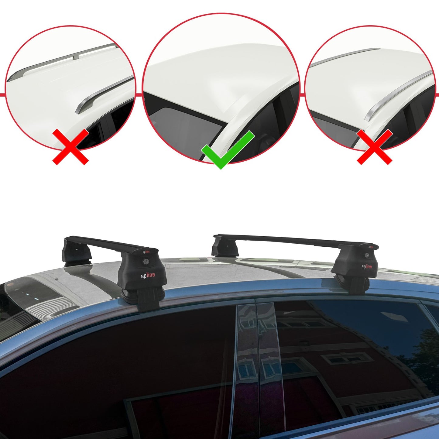 Compatible avec Volkswagen Polo 6 (AW) 2018-2025 ACE-4 Barres de Toit Railing Porte-Bagages de Voiture Noir Aluminium 2 Barres