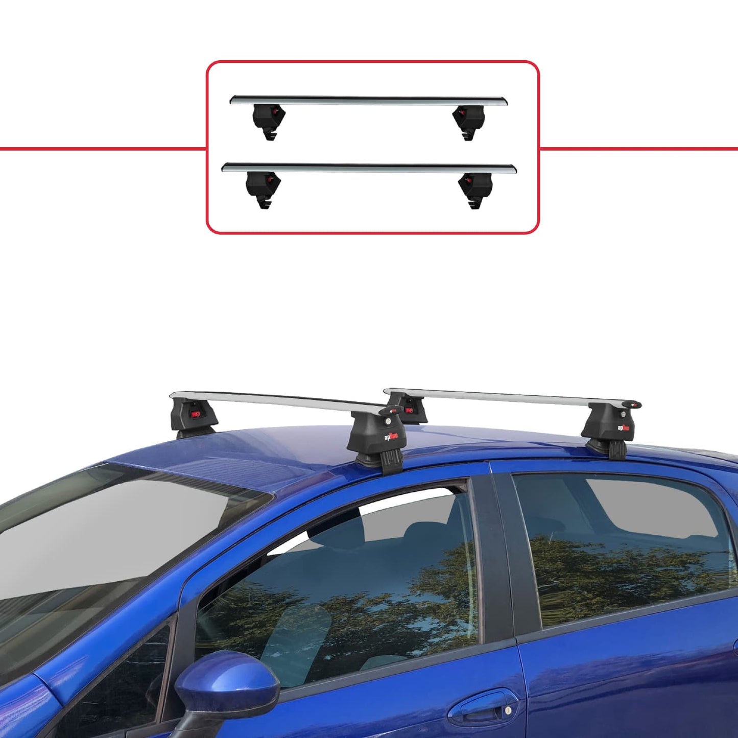 Compatibile con Fiat Grande Punto (199) 2005-2012 ACE-4 Barre Portatutto Portapacchi Auto Alluminio Grigio 2 Barre