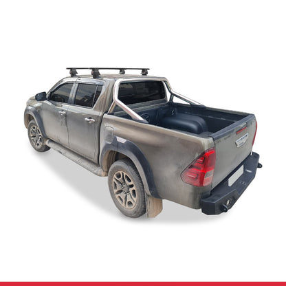 Compatible avec Toyota Hilux 8 (AN130) 2015-2025 ACE-4 Barres de Toit Railing Porte-Bagages de Voiture Noir Aluminium 2 Barres