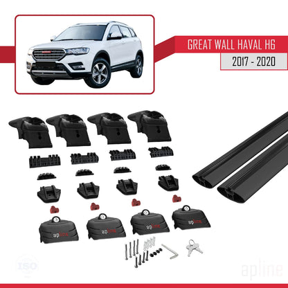 Compatibile con Great Wall Haval H6 Pre-Facelift 2017-2020 ACE-2 Barre portatutto per auto Portapacchi in alluminio nero 2 barre