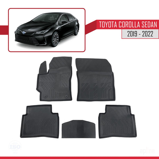 Compatibile con Toyota Corolla 12 (E210) Berlina 2019-2022 4D Tappeti in Gomma Nero