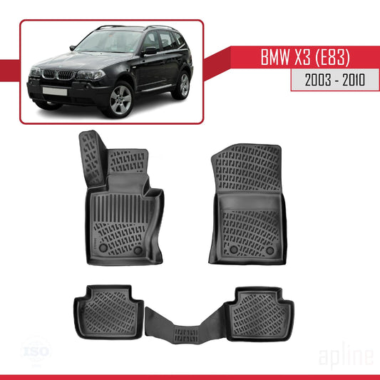 Compatibile con BMW X3 (E83) 2003-2010 4D Tappeti in Gomma Nero