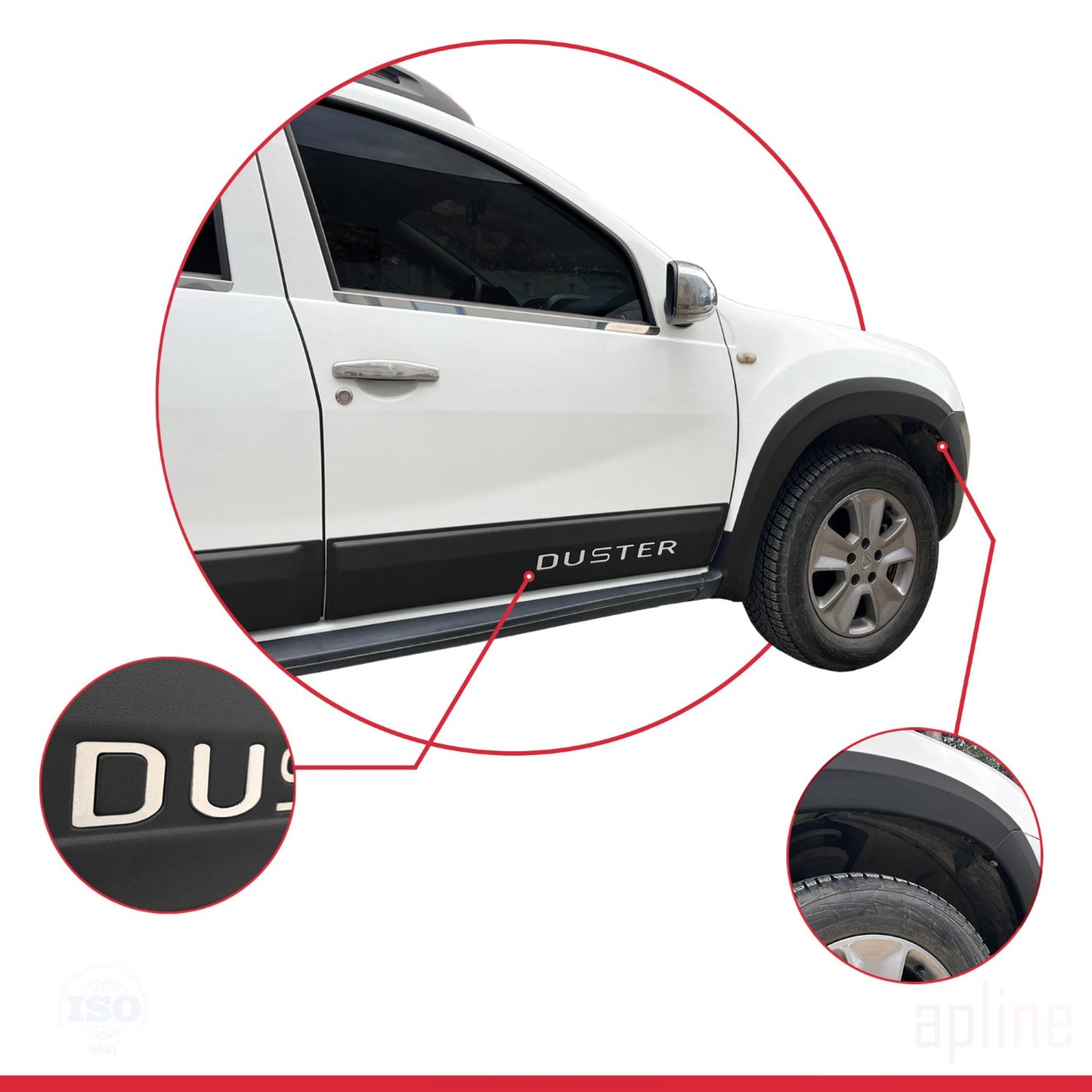 Compatibile con Dacia Duster (HS) 2010-2017 Protezione parafango, passaruota, paraurti, parafango e protezione laterale, kit di protezione per carrozzeria NERO