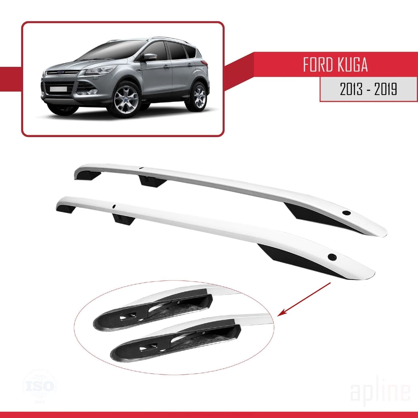 Compatibile con Ford Kuga 2 (C520) 2013-2019 (passo corto L1/H1) Barre portatutto grigie