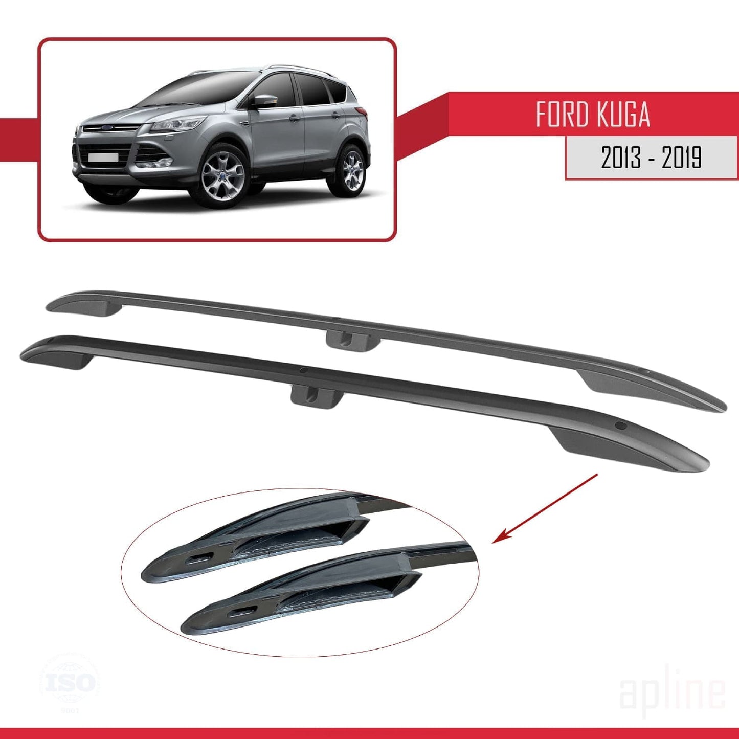 Compatibile con Ford Kuga 2 (C520) 2013-2019 (passo corto L1/H1) Barre portatutto nere