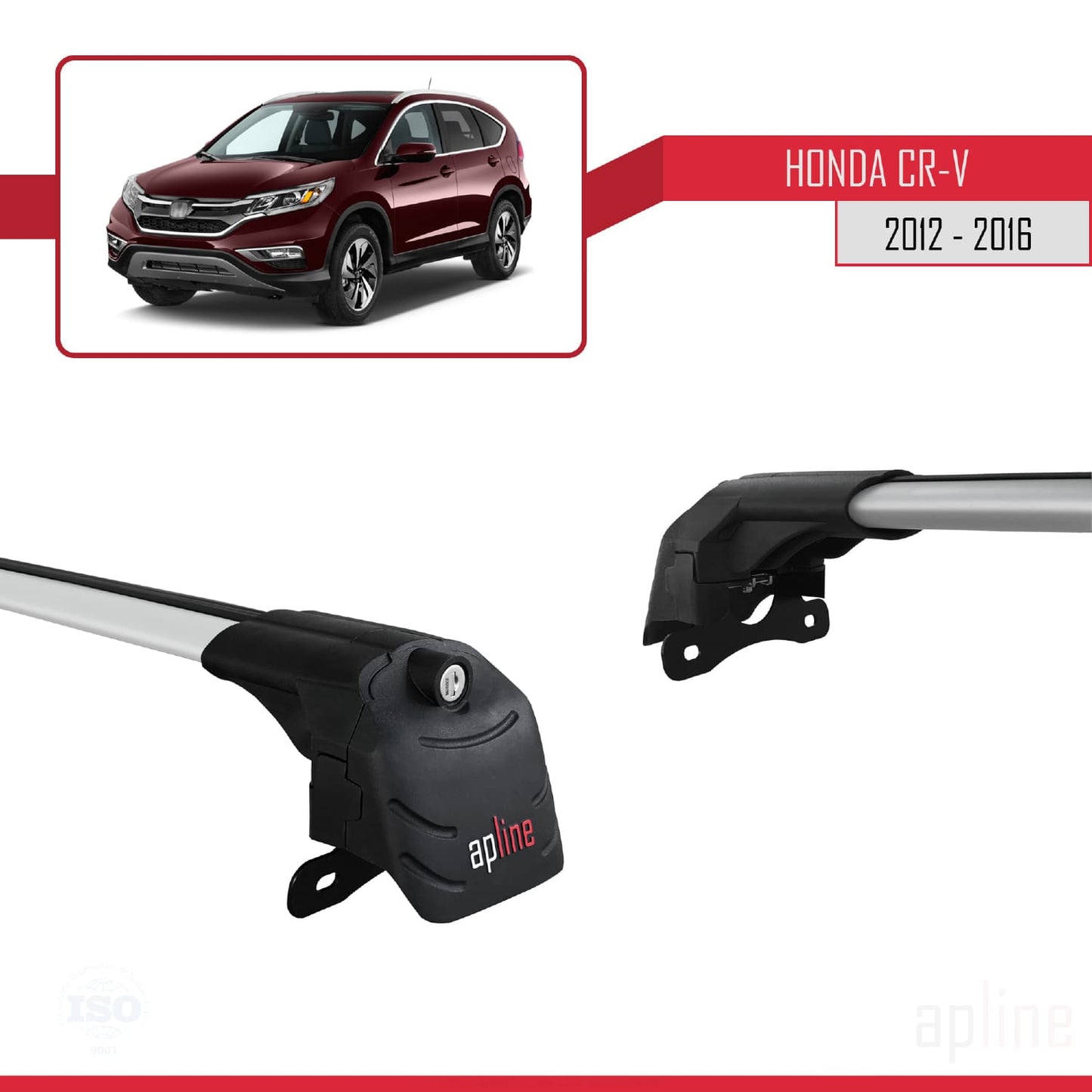 Compatibile con Honda CR-V 4 2012-2016 ACE-2 Barre portatutto per auto Portapacchi in alluminio grigio 2 barre