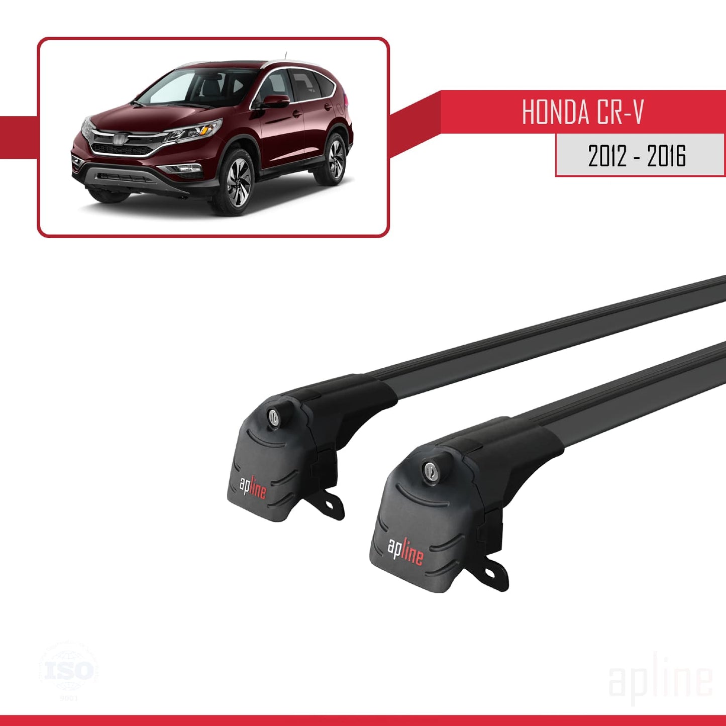 Compatibile con Honda CR-V 4 2012-2016 ACE-2 Barre portatutto per auto Portapacchi in alluminio nero 2 barre