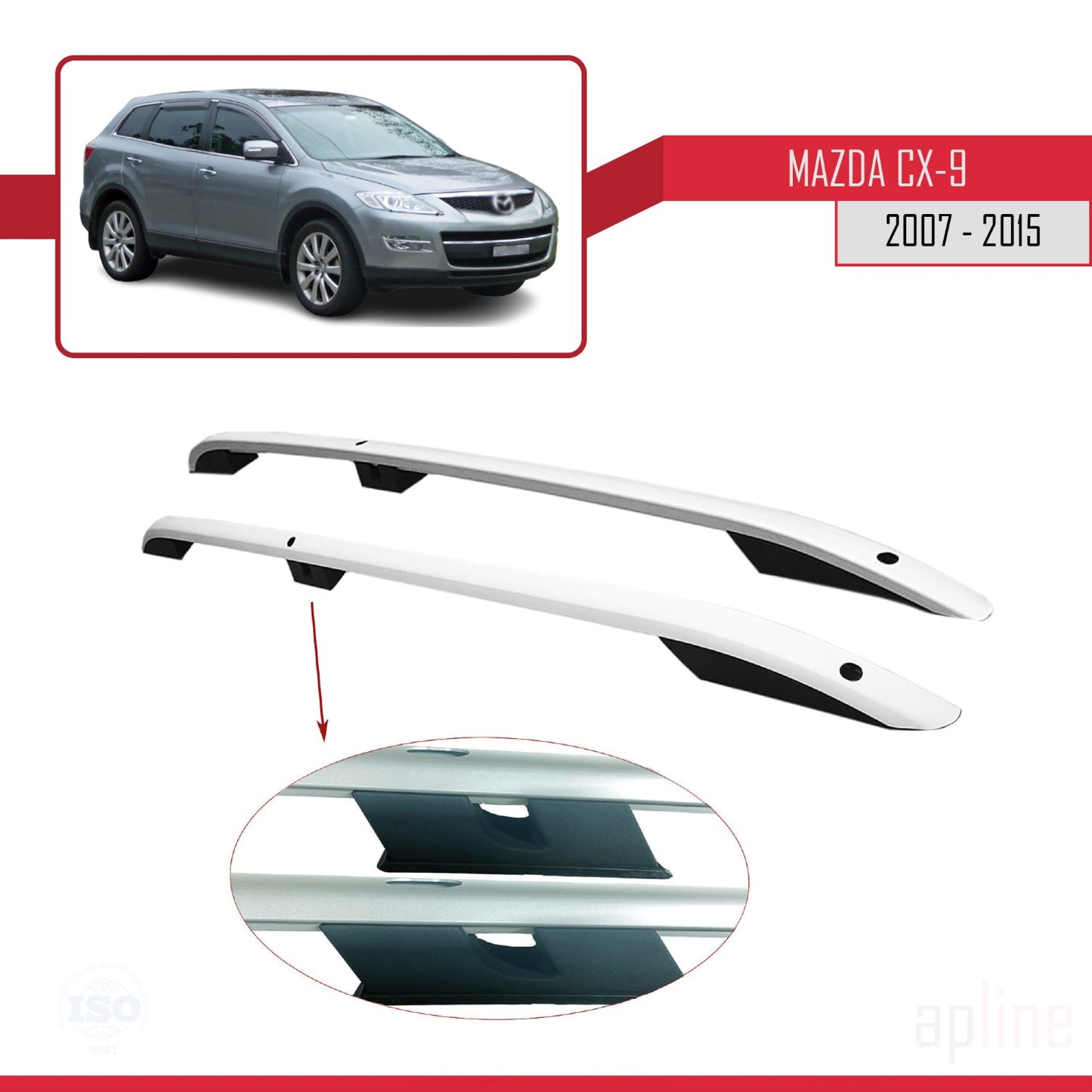 Compatible avec Mazda CX-9 I (TB) 2007-2015 (Empattement Court L1/H1) Rails de Toit Porte-bagages sur le Toit Gris