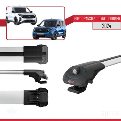 Compatibile con Ford Transit / Tourneo Courier 2024-2025 ACE-1 Barre portatutto per auto Portapacchi in alluminio grigio 2 barre