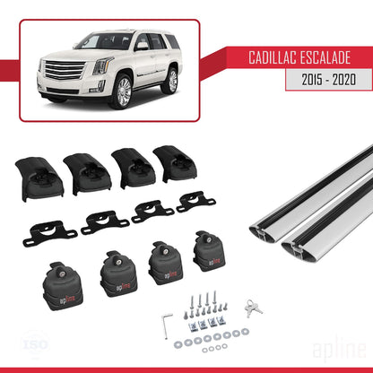 Kompatibel mit Cadillac Escalade 2015-2020 ACE-2 Dachgepäckträger, Reling, Gepäckträger, graues Aluminium, 2 Stangen