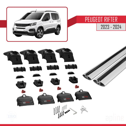Compatible avec Peugeot Rifter 2023-2024 ACE-2 Barres de Toit Railing Porte-Bagages de Voiture Gris Aluminium 2 Barres