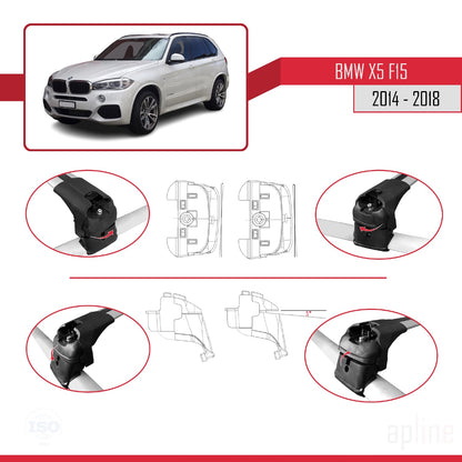 Compatibile con BMW X5 (F15) 2014-2018 Barre portatutto ACE-2 Portapacchi per auto in alluminio grigio 2 barre