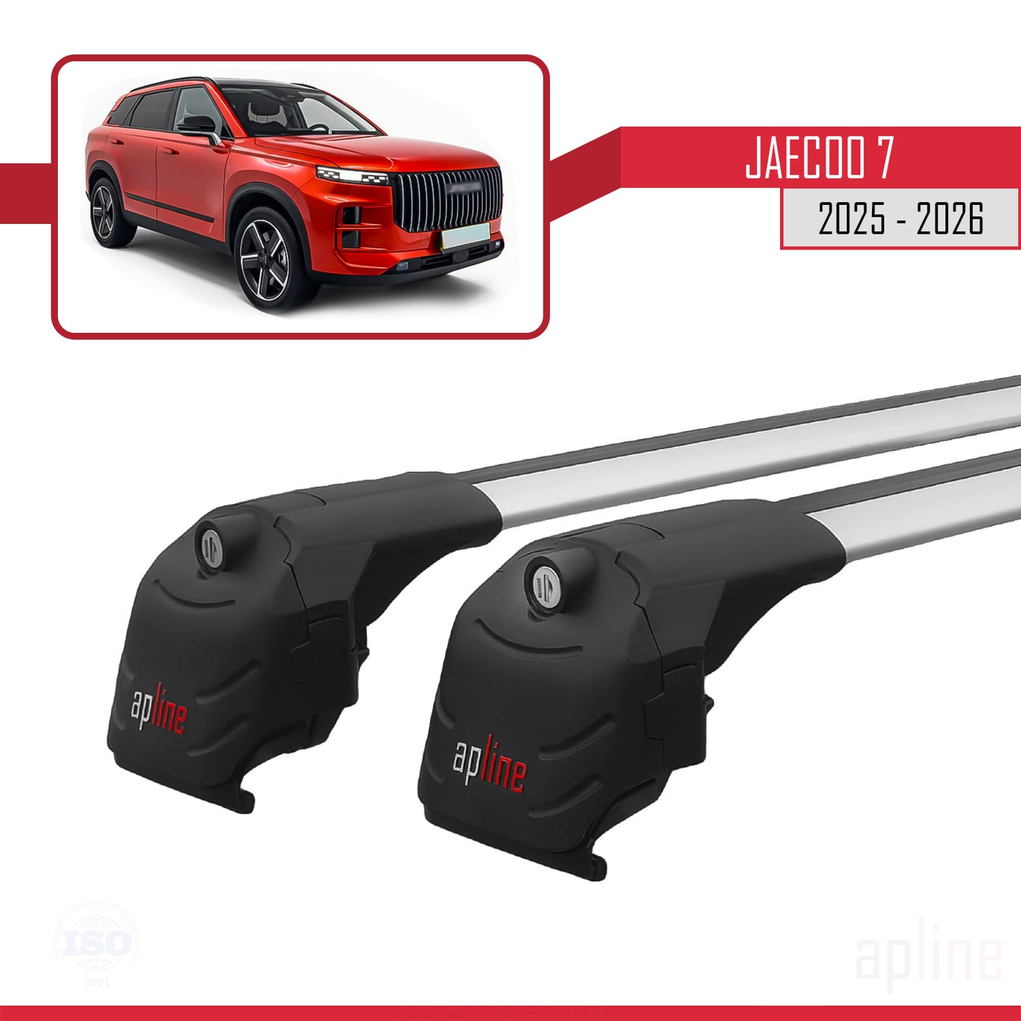 Compatible avec JAECOO 7 2025-2026 ACE-2 Barres de Toit Railing Porte-Bagages de Voiture Gris Aluminium 2 Barres