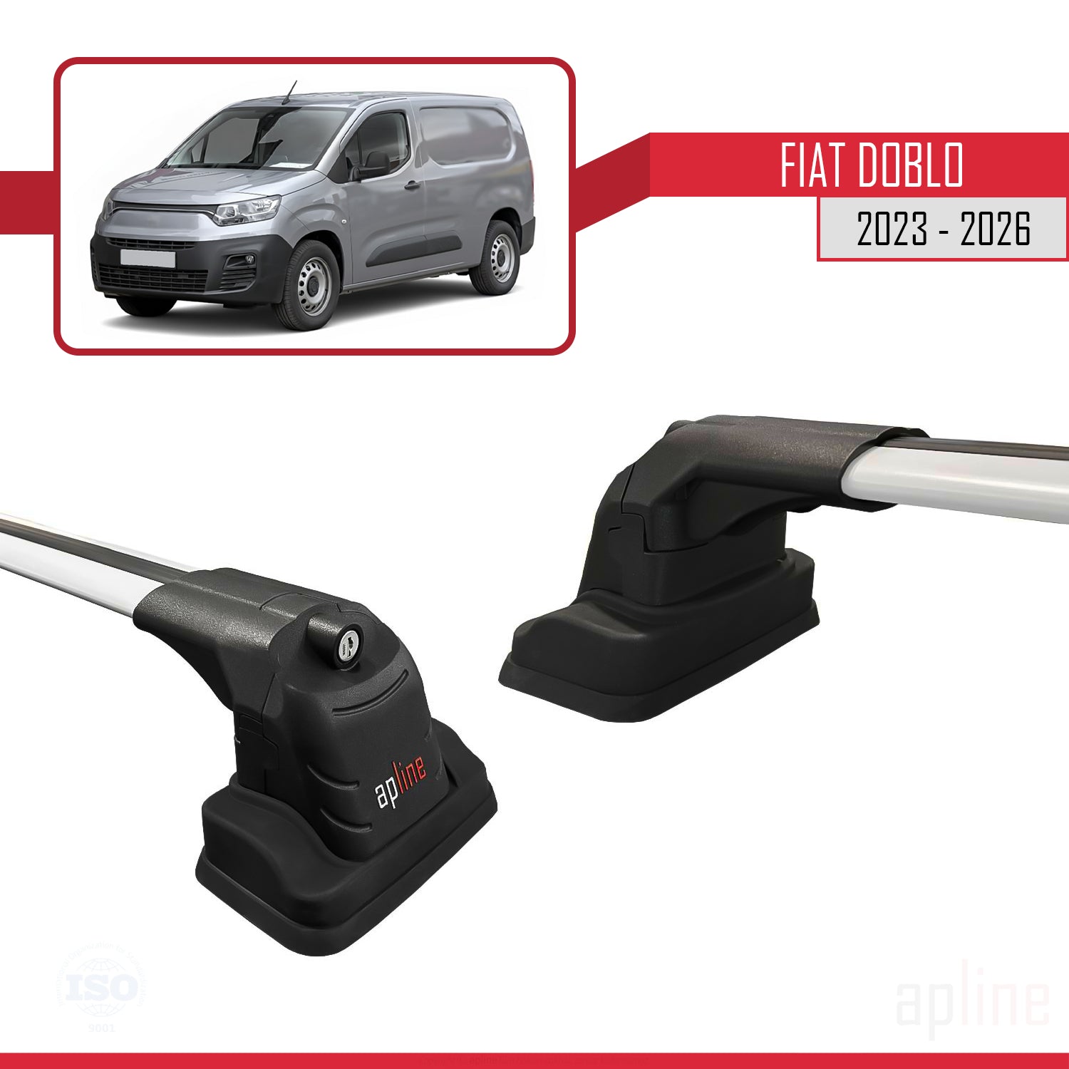 Compatible avec Fiat Doblo 2023-2026 ACE-3 Barres de Toit Railing Porte-Bagages de Voiture Gris Aluminium 2 Barres