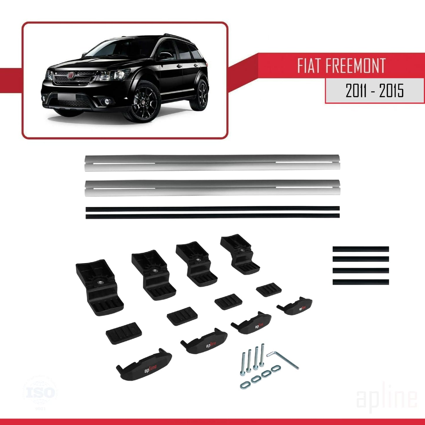 Compatibile con Fiat Freemont 2011-2015 modello BASIC Barre portatutto per auto Portapacchi in alluminio grigio 2 barre