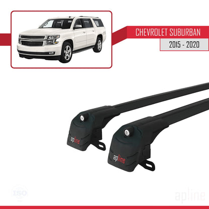 Kompatibel mit Chevrolet Suburban 2015-2020 ACE-2 Dachgepäckträger, Gepäckträger, schwarzes Aluminium, 2 Stangen
