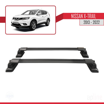Compatible avec Nissan X-Trail 2013-2022 ACE-3 Barres de Toit Railing Porte-Bagages de Voiture Noir Aluminium 2 Barres
