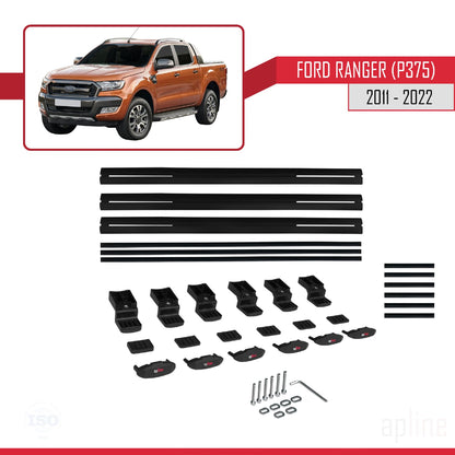 Compatibile con Ford Ranger (P375) 2011-2022 modello BASIC Barre portatutto per auto Portapacchi in alluminio nero 3 barre