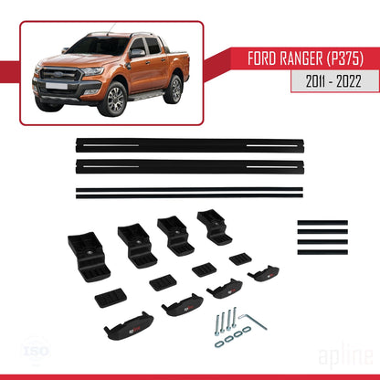 Compatibile con Ford Ranger (P375) 2011-2022 modello BASIC Barre portatutto per auto Portapacchi in alluminio nero 2 barre
