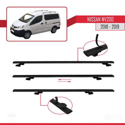 Compatible with Nissan NV200 (M20) 2010-2019 Siyah BASIC Model Car Roof Rack Cross Bar Black Aluminium 2 Bars