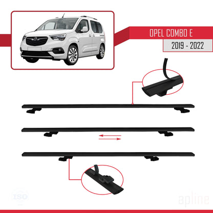 Compatible avecOpel Combo E 2019-2022 BASIC Model Barres de Toit Railing Porte-Bagages de Voiture Noir Aluminium 3 Barres