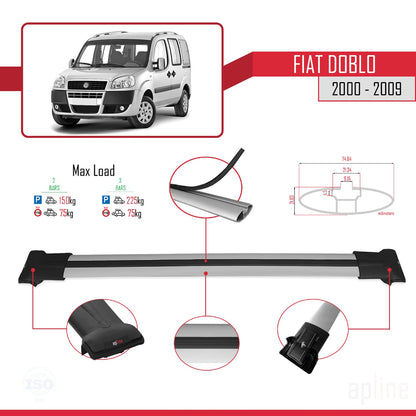 Compatibile con Fiat Doblo 2000-2009 FLY Barre Portatutto Modello Railing Portapacchi Auto GRIGIO