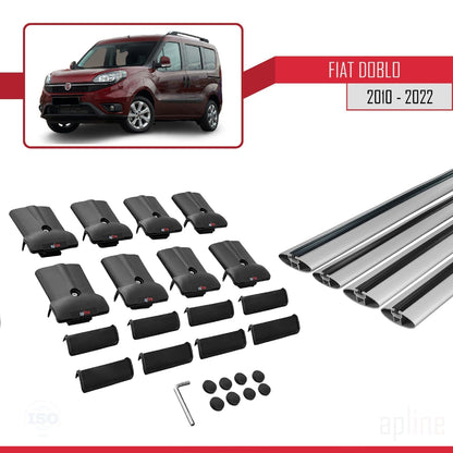 Compatibile con Fiat Doblo 2 2010-2022 Modello FLY Barre Portatutto Railing Portapacchi Auto Alluminio Grigio 4 Barre