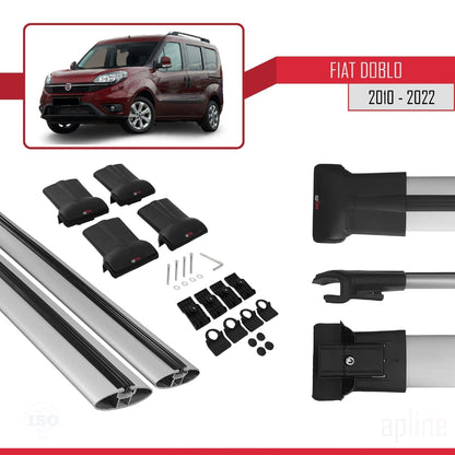 Compatibile con Fiat Doblo 2 2010-2022 Modello FLY Barre Portatutto Railing Portapacchi Auto Alluminio Grigio 2 Barre