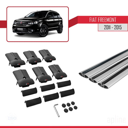 Compatibile con Fiat Freemont 2011-2015 modello FLY Barre portatutto Railing Portapacchi per auto Alluminio grigio 3 barre