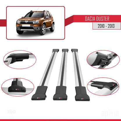 Compatibile con Dacia Duster (HS) Pre-Facelift 2010-2013 modello FLY Barre portatutto per auto Portapacchi in alluminio grigio 3 barre